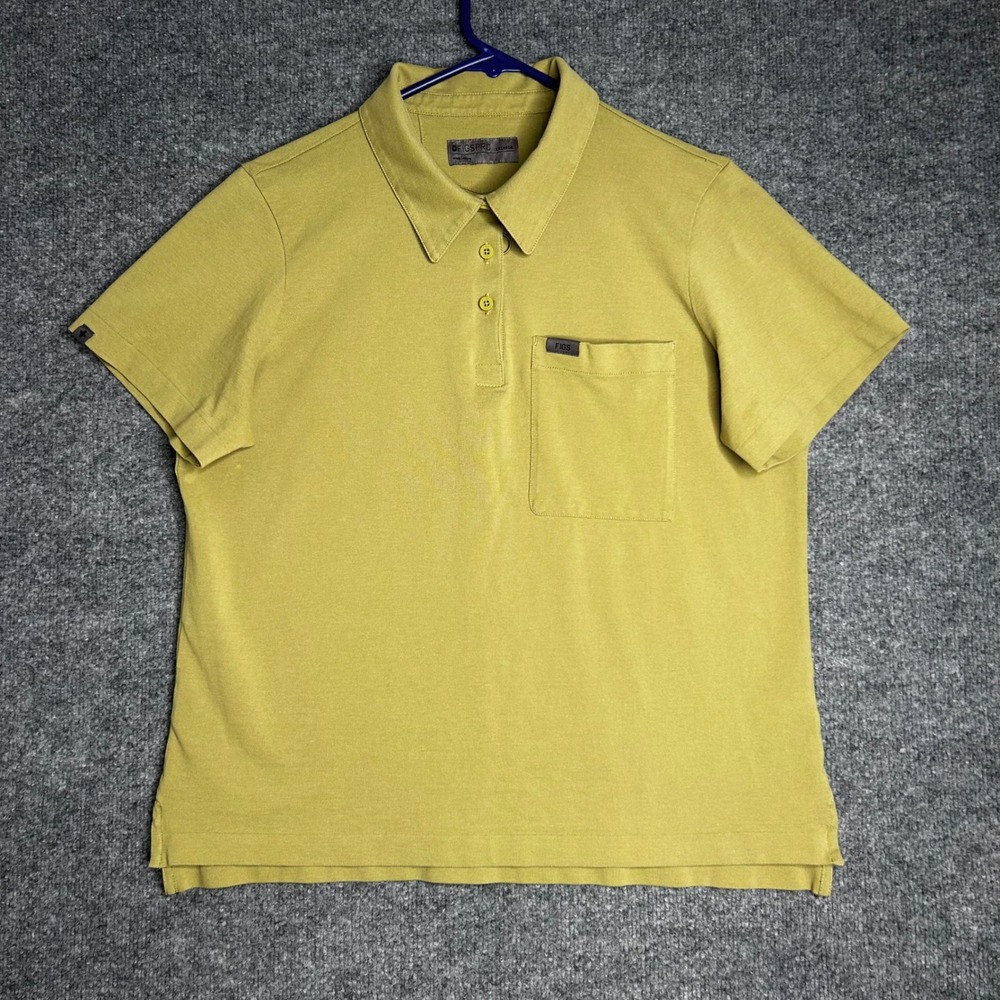 Figs Pro Womens Pima Cotton Polo‎ Shirt Short Sleeve Olive Green XXL